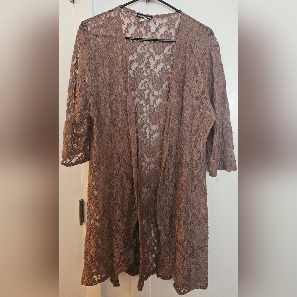 Elegant Lace Kimono Cover UP - Dusty Rose